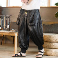 Męskie wzór smoka spodnie Retro haremowe spodnie dresowe męskie spodnie Hip-hop Street Beat Harajuku w stylu Casual 5XL 1